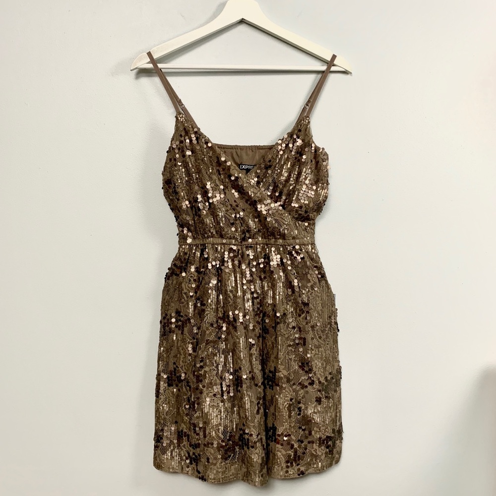 ❗️MOVING SALE❗️ EXPRESS Bronze Sequin Dress (S)